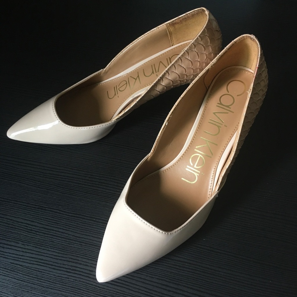 Calvin Klein Nude Vegan Leather Kitten Heel